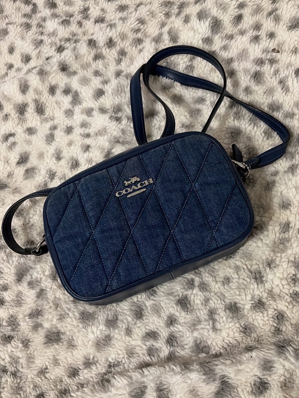 Coach Quilted Denim Crossbody Bag in Dark Blue